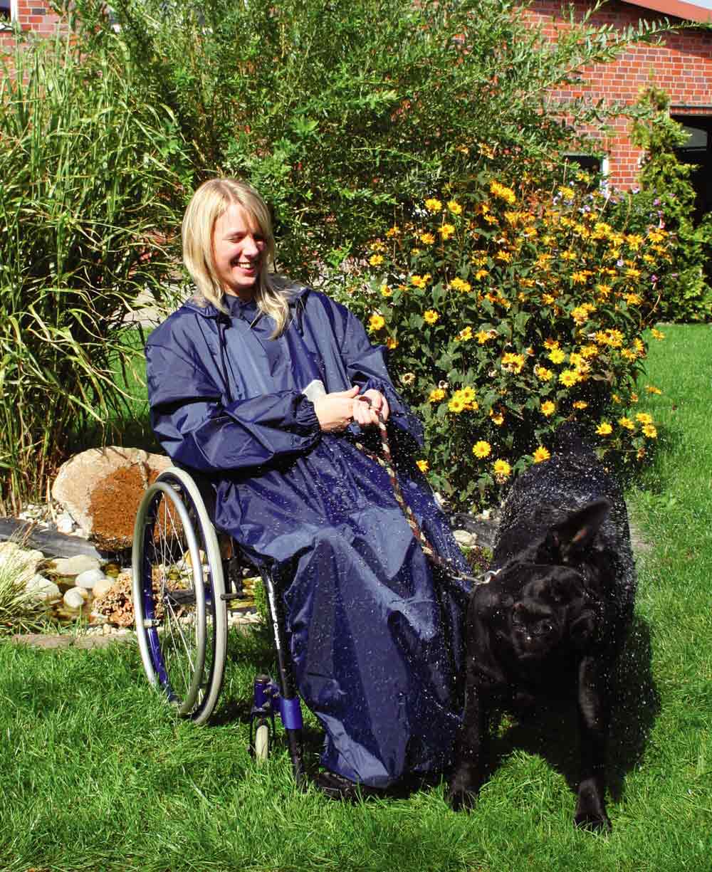 Rollstuhl Regencape mit Arm in Farbe Marineblau von Orgaterm