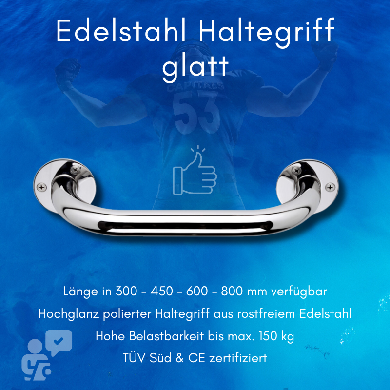 Edelstahl Haltegriffe glatt dusche bad wc hauseingang senioren frelu