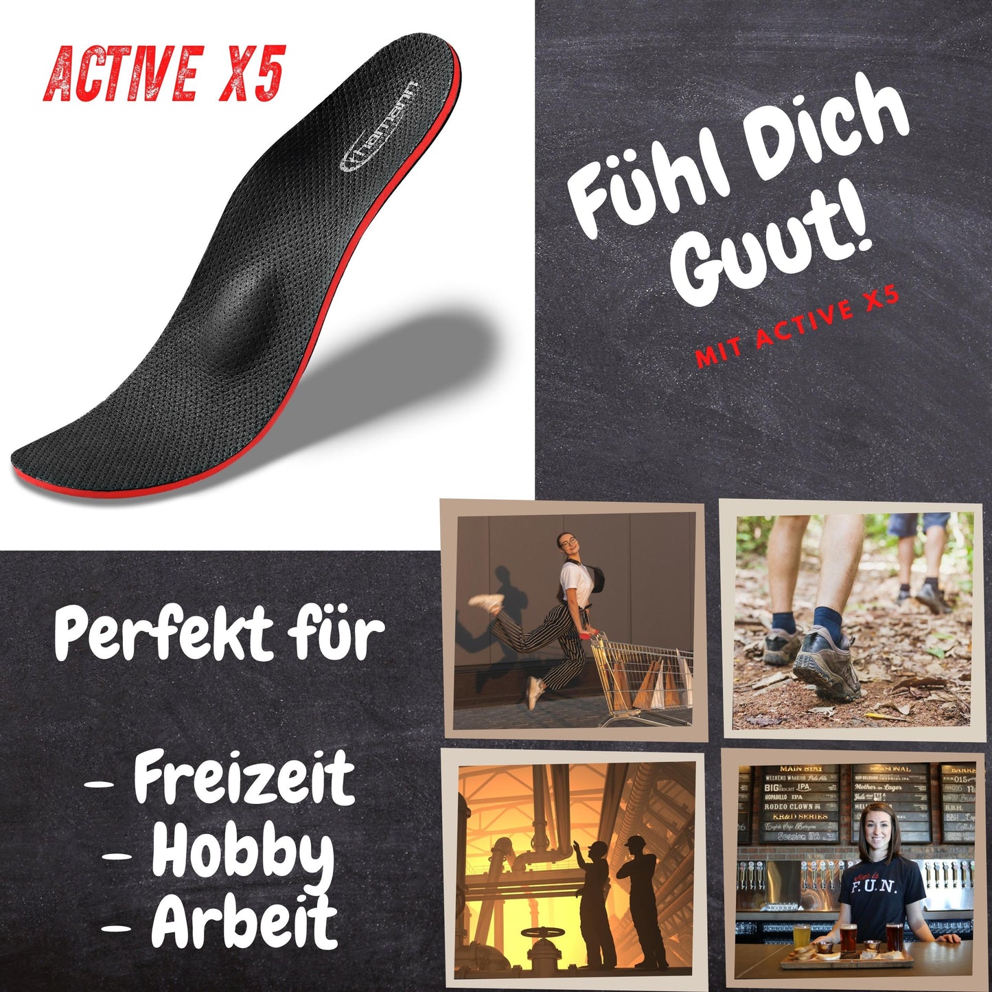 ACTIVE X5 Orthopädische Einlagen bei Knickfuß, Senkfuß, Spreizfuß