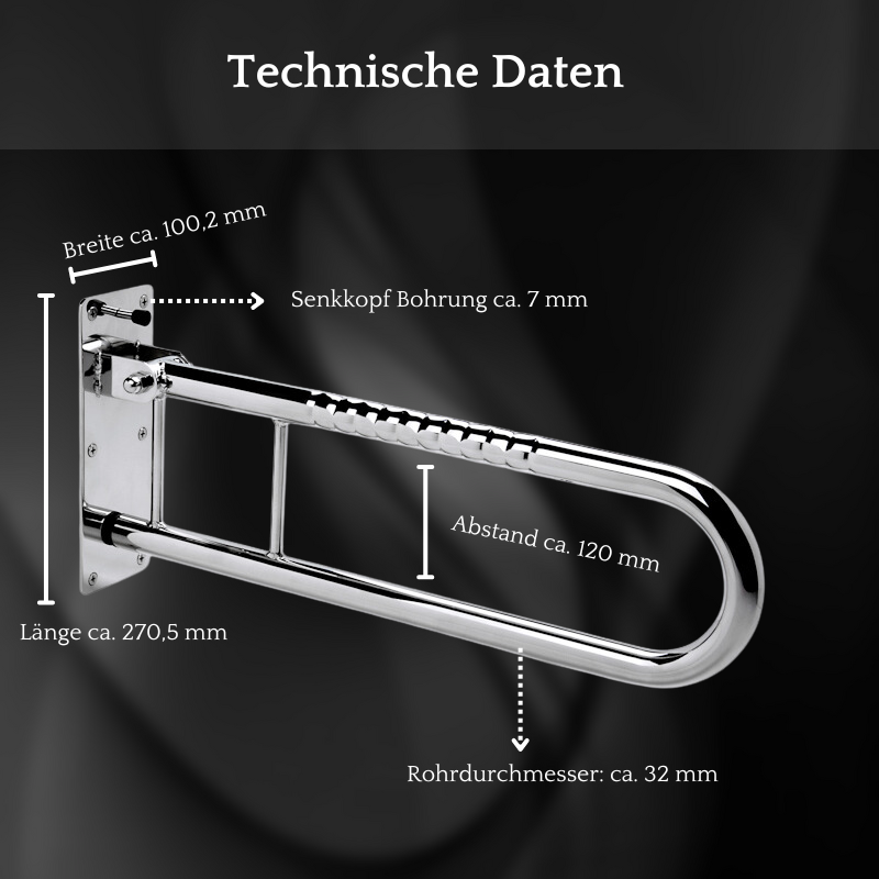 Edelstahl Stützklappgriff Schwenkstützgriff 600 mm 700 mm 850 mm frelu