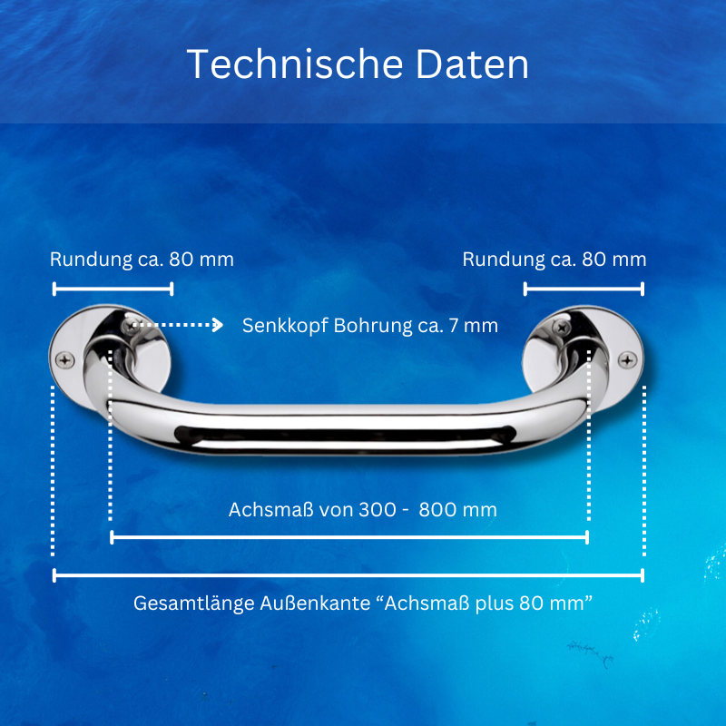 Edelstahl Haltegriffe glatt dusche bad wc hauseingang senioren frelu