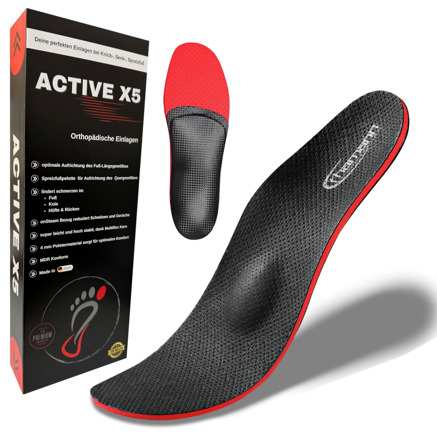 Orthopädische Einlagen active x5 Schuheinlagen Spreizfuß Knickfuß Senkfuß