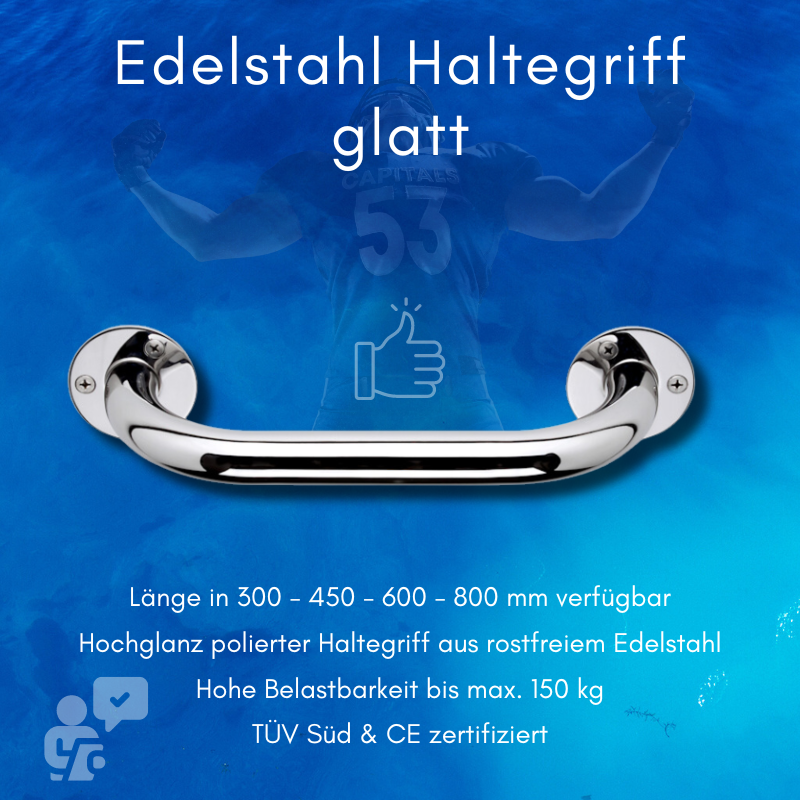 Edelstahl Haltegriffe glatt dusche bad wc hauseingang senioren frelu 