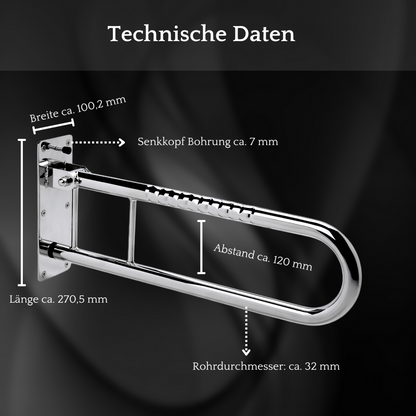 Edelstahl Stützklappgriff Schwenkstützgriff 600 mm 700 mm 850 mm frelu 