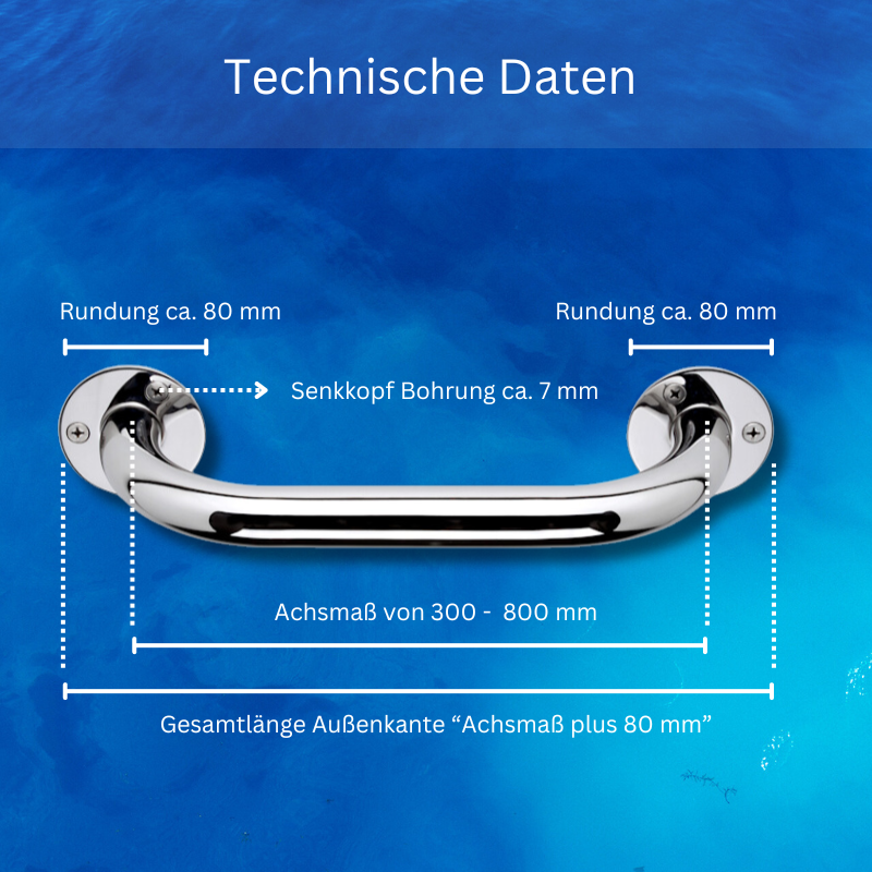 Edelstahl Haltegriffe glatt dusche bad wc hauseingang senioren frelu 