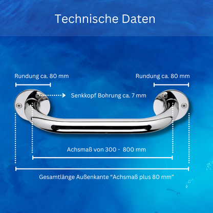 Edelstahl Haltegriffe glatt dusche bad wc hauseingang senioren frelu 